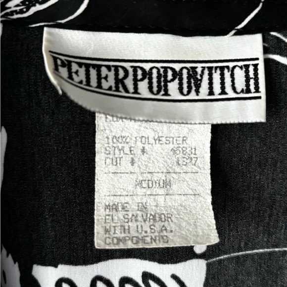 Vintage Peter Popovitch Black & White Abstract Print Open Front Jacket M - Picture 8 of 10